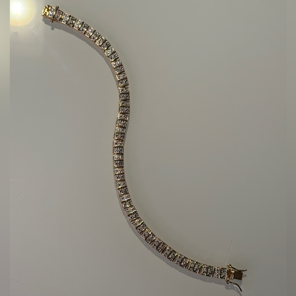 Gold plated 925 Silver Tennis Bracelet - Picture 4 of 9